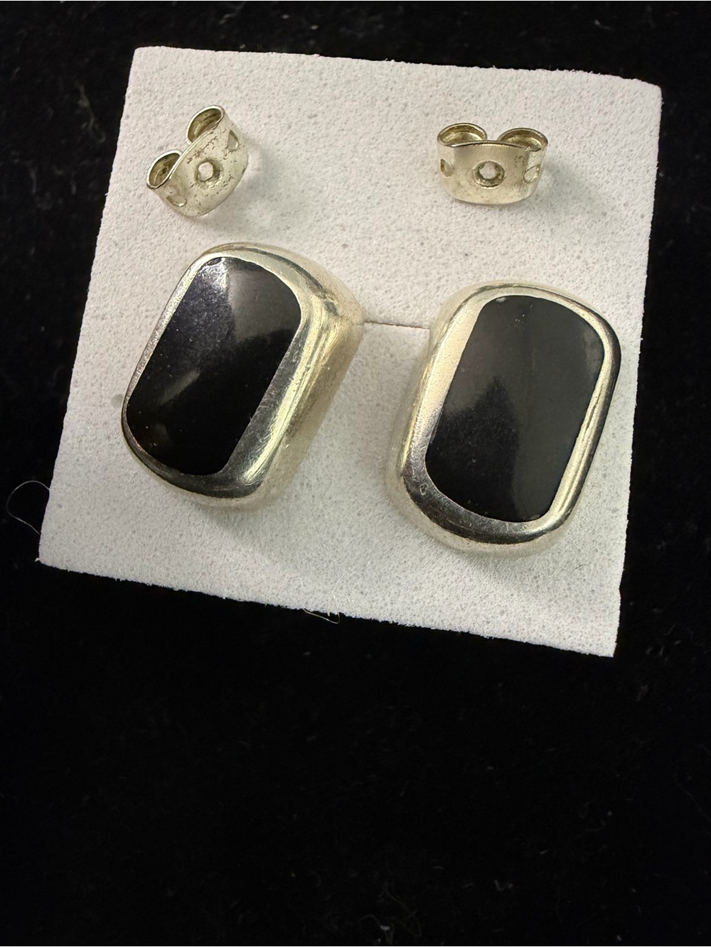 TAXCO 925 Sterling silver vintage black onyx stud earrings